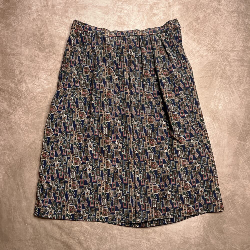 Vintage 90s Prestige Business Fashions Picture Frame Academia Skirt Multicolor